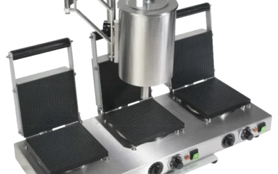 Piastra Tripla per Coni e Cialde con dosatore a tramoggia